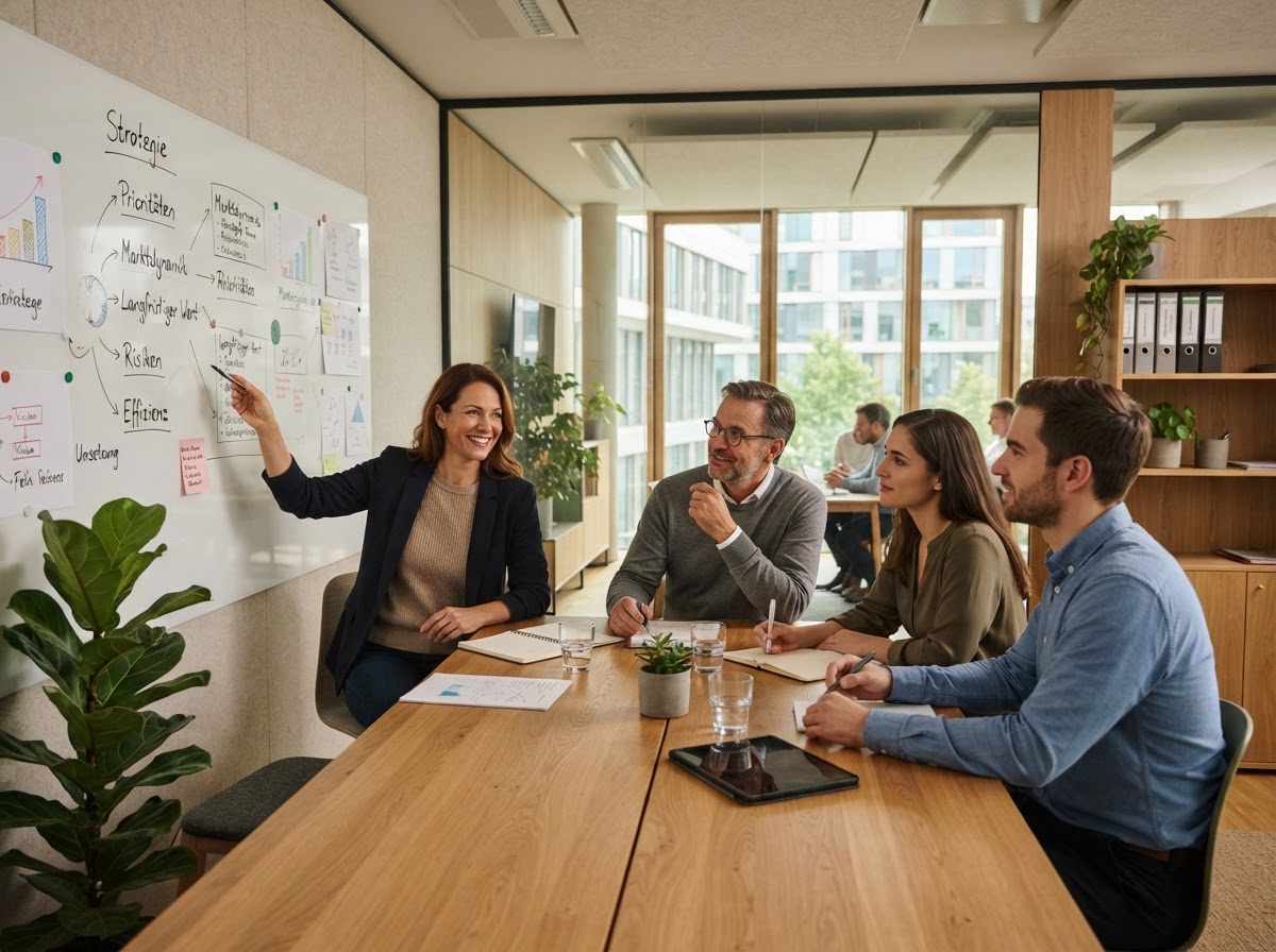 Feldraevo Team bei der Analyse von Finanzdaten in einer ruhigen Büroumgebung